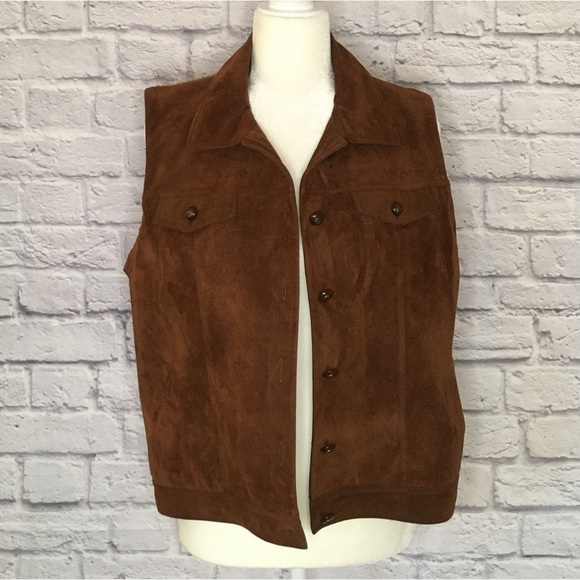Vintage Liz Claiborne Faux Suede Front Vest - L - Picture 3 of 10
